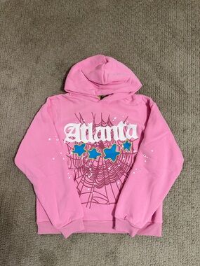 Pink "Atlanta" Graphic Hoodie with Star Accents